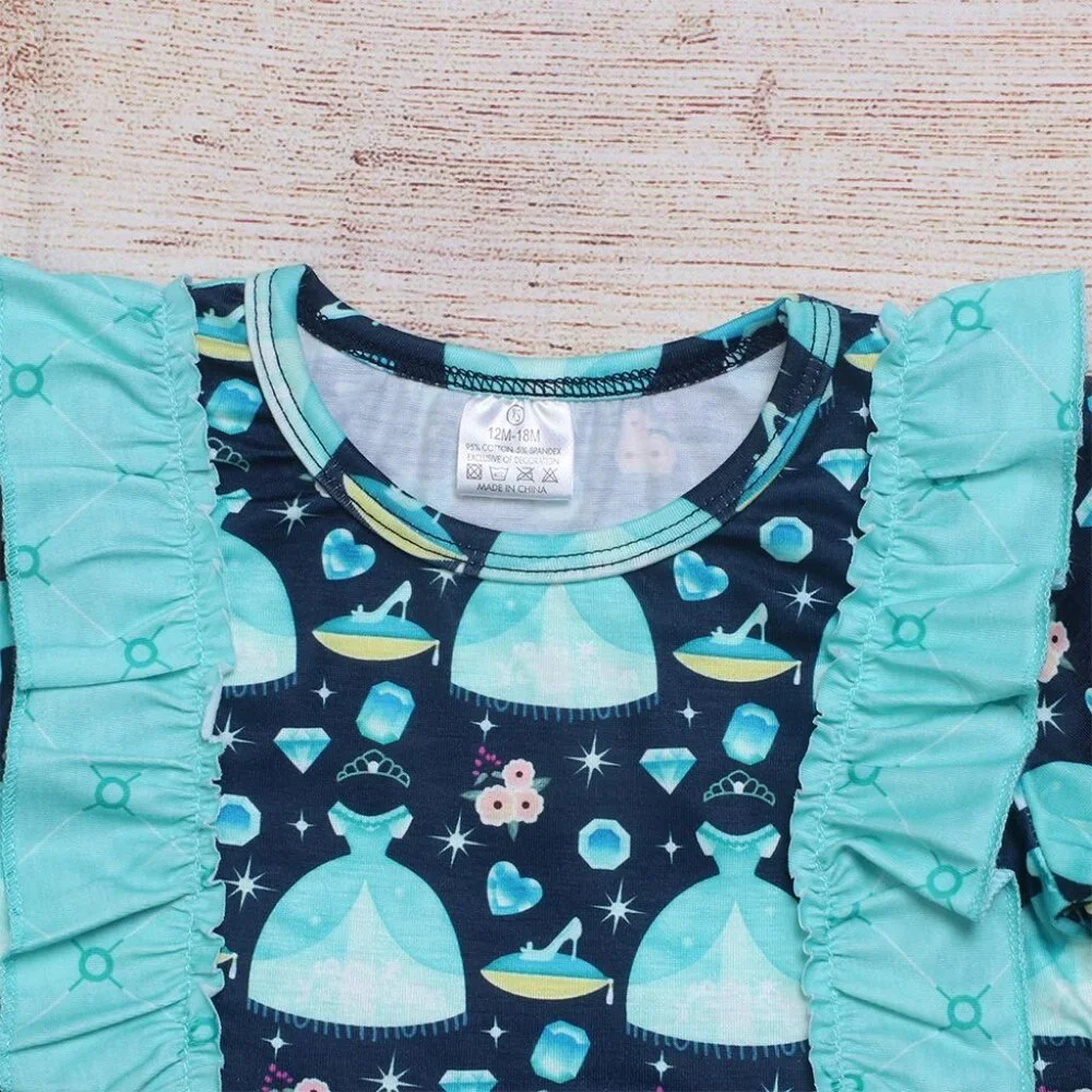 Boutique Girls Princess Cinderella Tunic Dress & Leggings Outfit Set